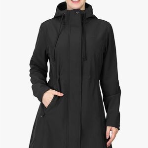 Elegant Black Hooded Trench Coat